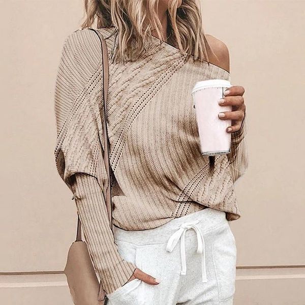 women sweater off shoulder knitted autumn winter solid pullover loose batwing long sleeve sweater ladies jumper, White;black
women sweater off shoulder knitted autumn winter solid pullover loose batwing long sleeve sweater ladies jumper, White;black