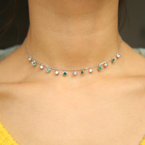 pendant necklaces 2021 arrival luxury green white crystal cz drop square charm necklace for women lady choker 33+7cm wedding party, Silver
pendant necklaces 2021 arrival luxury green white crystal cz drop square charm necklace for women lady choker 33+7cm wedding party, Silver