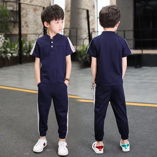 4elkm 2020 summer new clothing boys' casual short-sleeved sleeve ribbon cotton and linen two-piece suit for children's cotton line
4elkm 2020 summer new clothing boys' casual short-sleeved sleeve ribbon cotton and linen two-piece suit for children's cotton line
