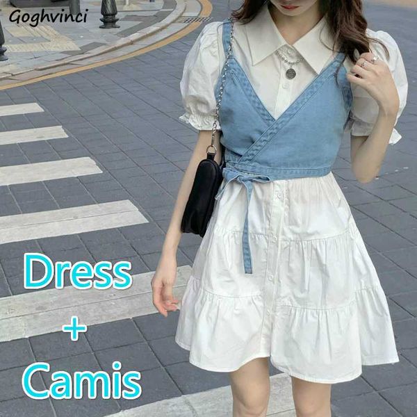 women sets turn-down collar puff short sleeve mini dress denim camis summer women 2pices set daily streetwear sweet retro, Gray
women sets turn-down collar puff short sleeve mini dress denim camis summer women 2pices set daily streetwear sweet retro, Gray