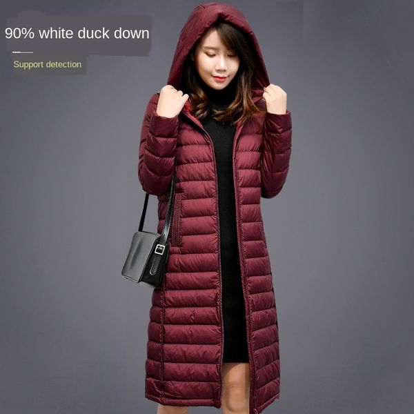 2019 korean style 90% fleece women's hooded autumn and winter new thin mid-length down jacket coat down jacket slim knee-length coat, Black
2019 korean style 90% fleece women's hooded autumn and winter new thin mid-length down jacket coat down jacket slim knee-length coat, Black
