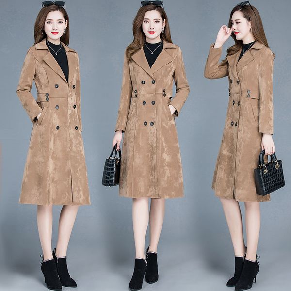 2020 new women spring autumn british style outerwear coat female loose thin double breasted suede meidum long trench coat s208, Tan;black
2020 new women spring autumn british style outerwear coat female loose thin double breasted suede meidum long trench coat s208, Tan;black