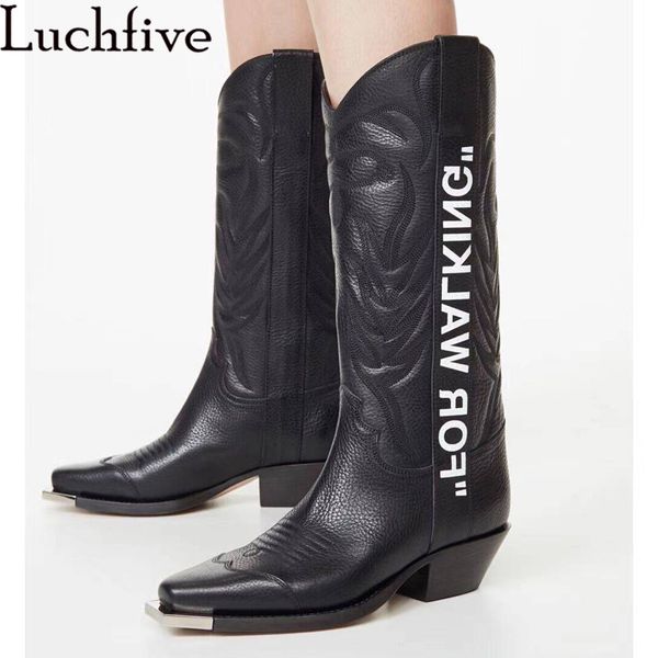 boots quality genuine leather knee high long metal square toe cowboy designer knight winter, Black
boots quality genuine leather knee high long metal square toe cowboy designer knight winter, Black