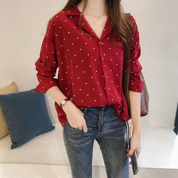 women's 2020 early autumn new hong kong style polka dot printed chiffon women's long sleeve korean style shirt base shirt, White
women's 2020 early autumn new hong kong style polka dot printed chiffon women's long sleeve korean style shirt base shirt, White