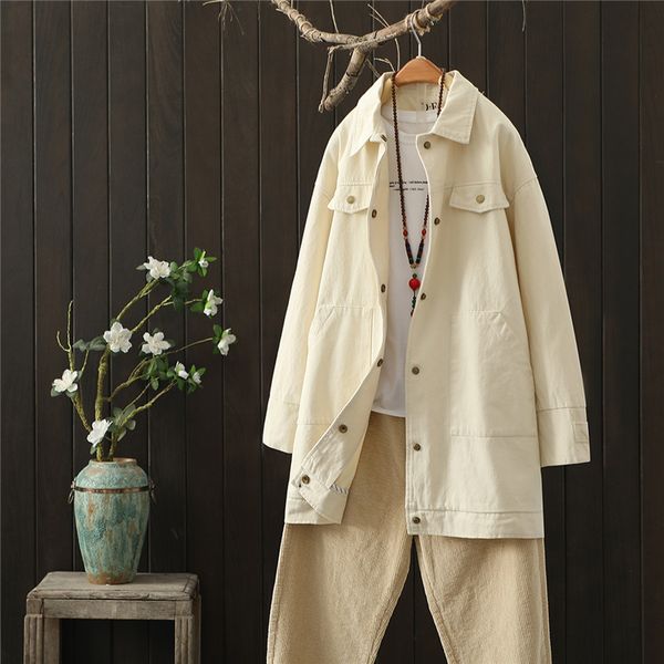 women's trench coats japan style fashionable cargo work clothes autumn coat loose mid-length casual college denim jacket, Tan;black
women's trench coats japan style fashionable cargo work clothes autumn coat loose mid-length casual college denim jacket, Tan;black