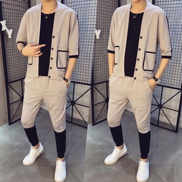 summer cardigan fake 2 piece set sweatsuit men casual t-shirt pant hip hop stitching jacket tracksuit men sportswear ropa hombre, Gray
summer cardigan fake 2 piece set sweatsuit men casual t-shirt pant hip hop stitching jacket tracksuit men sportswear ropa hombre, Gray