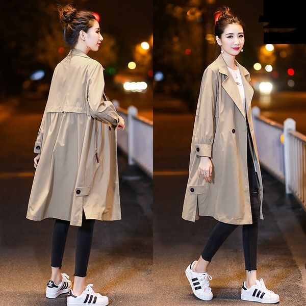 alpde spring and autumn 2020 new women's windbreaker coat popular loose korean style casual slimming thin women's mid-length trenc, Tan;black
alpde spring and autumn 2020 new women's windbreaker coat popular loose korean style casual slimming thin women's mid-length trenc, Tan;black