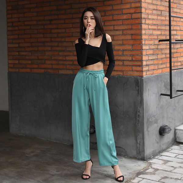 wide legged pants for women fashion summer casual high waist long trousers solid color silky elegant loose pants office lady, Black;white
wide legged pants for women fashion summer casual high waist long trousers solid color silky elegant loose pants office lady, Black;white