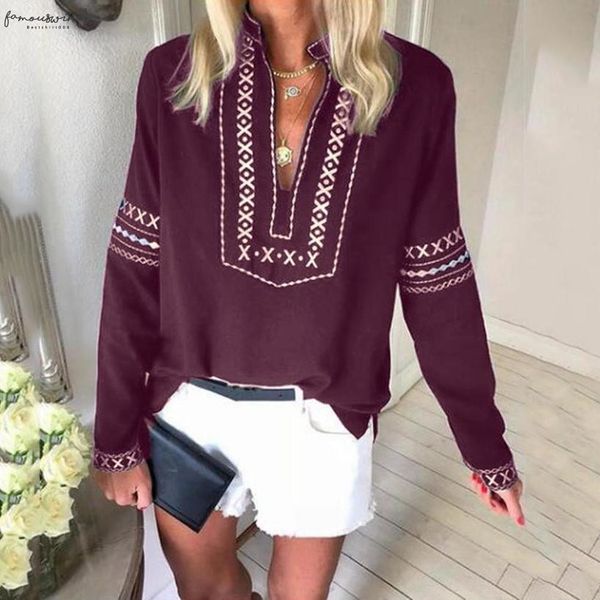 womens blouse loose long sleeve blouses plus size national style print womens and blouses roupas feminina, White
womens blouse loose long sleeve blouses plus size national style print womens and blouses roupas feminina, White