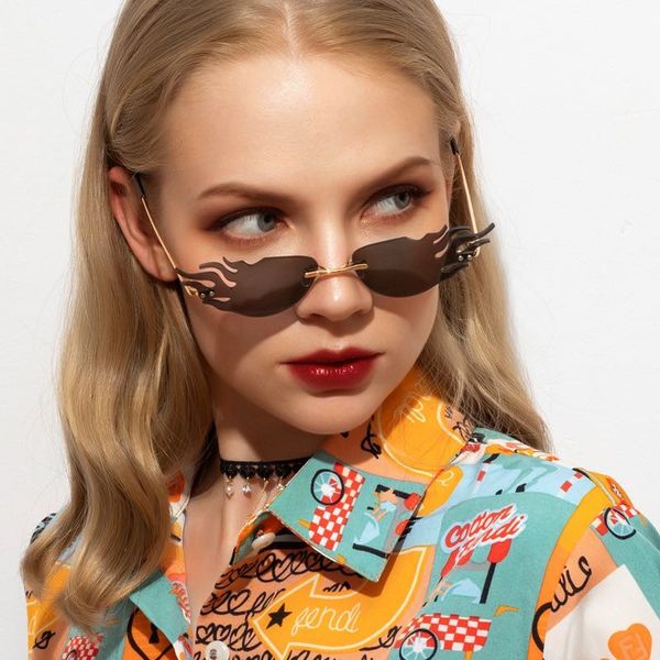 fashion rimless fire flame sunglasses women men vintage design steampunk sun glasses colorful small shades uv400, White;black
fashion rimless fire flame sunglasses women men vintage design steampunk sun glasses colorful small shades uv400, White;black