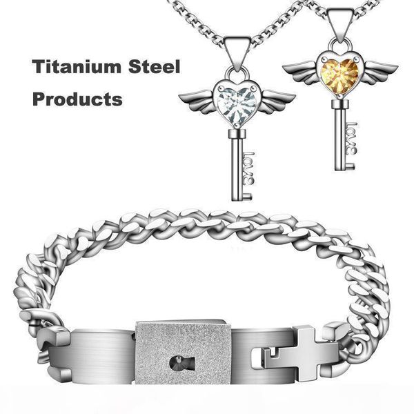 o titanium lovers jewelry set concentric lock bracelet love key rhinestones pendants necklace wedding engagement couples valentine , Silver
o titanium lovers jewelry set concentric lock bracelet love key rhinestones pendants necklace wedding engagement couples valentine , Silver