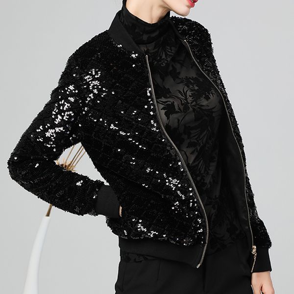 women's jackets basic jacket female bomber coat women short sequin velvet outwear 2021 fall autumn streetwear plus size zipper casacos, Black;brown
women's jackets basic jacket female bomber coat women short sequin velvet outwear 2021 fall autumn streetwear plus size zipper casacos, Black;brown