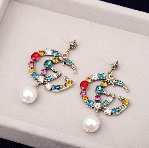 2020 designer earrings with crystal pearl long earrings. women's jewelry red green white yellow colored gemstone gift, Silver
2020 designer earrings with crystal pearl long earrings. women's jewelry red green white yellow colored gemstone gift, Silver
