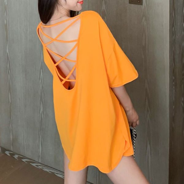 women's t-shirt xuxi cotton summer 2021 tshirt cross cutout halter loose thin split short-sleeved female back hollow out fz2224, White
women's t-shirt xuxi cotton summer 2021 tshirt cross cutout halter loose thin split short-sleeved female back hollow out fz2224, White