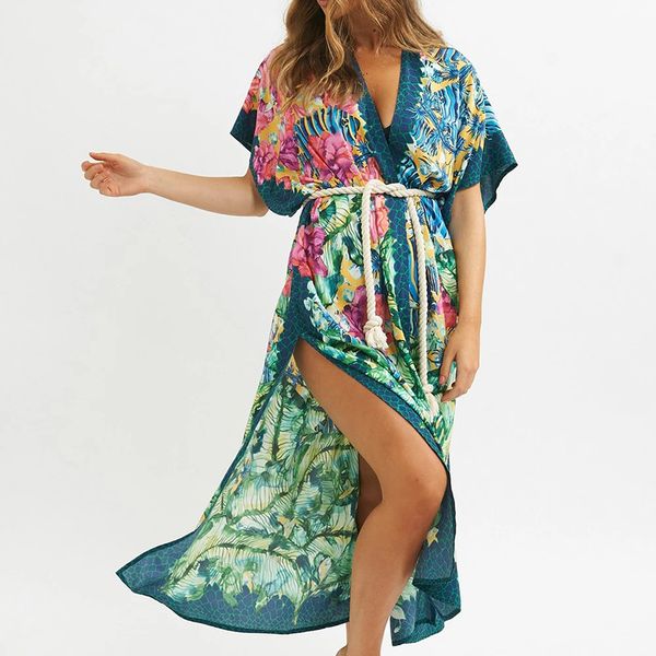 women's swimwear 2021 floral print bikini cover-ups pareo plage sarong kaftan beach swim suit cover up kimono cardigan bathing ups, White;black
women's swimwear 2021 floral print bikini cover-ups pareo plage sarong kaftan beach swim suit cover up kimono cardigan bathing ups, White;black