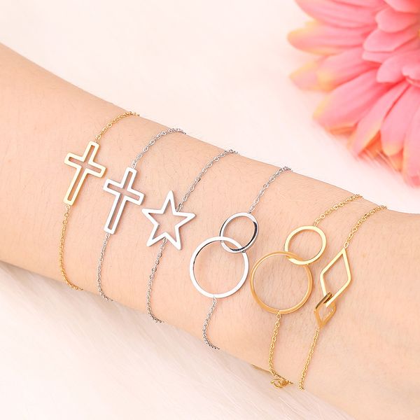 mwm heart bracelet women's stainless steel jewelry gold and cross charm bracelet women's fashion accessories, Black