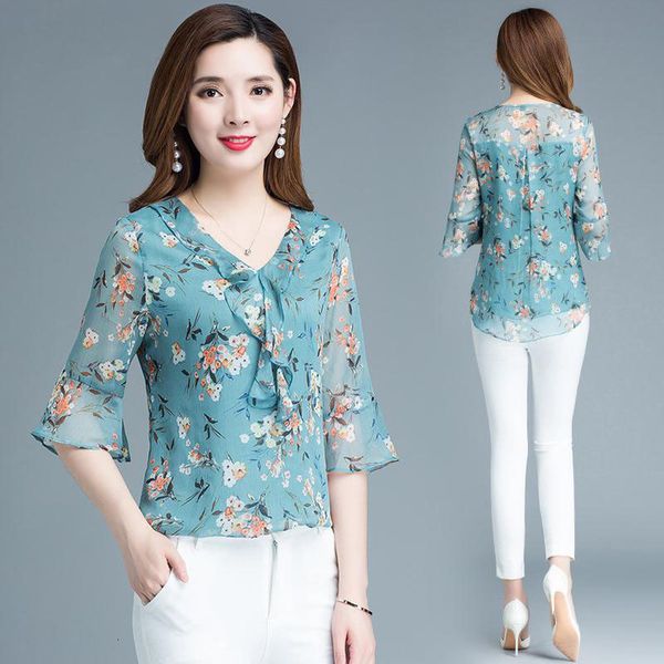 women korean style spring summer chiffon blouses flutter sleeve shirts lady half flare sleeve flower printed v neck blusas df2840, White
women korean style spring summer chiffon blouses flutter sleeve shirts lady half flare sleeve flower printed v neck blusas df2840, White