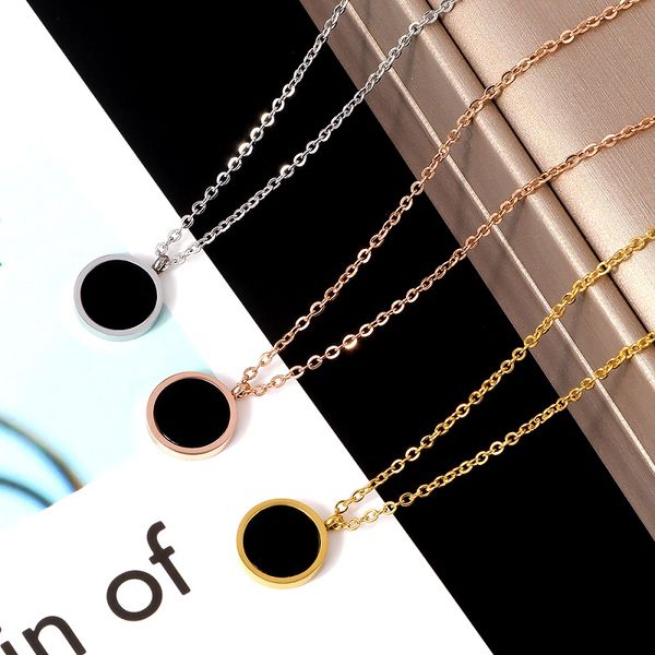 black charm pendant necklaces stainless steel gold color pendant necklace for women men chain necklace jewelry gift, Silver
black charm pendant necklaces stainless steel gold color pendant necklace for women men chain necklace jewelry gift, Silver