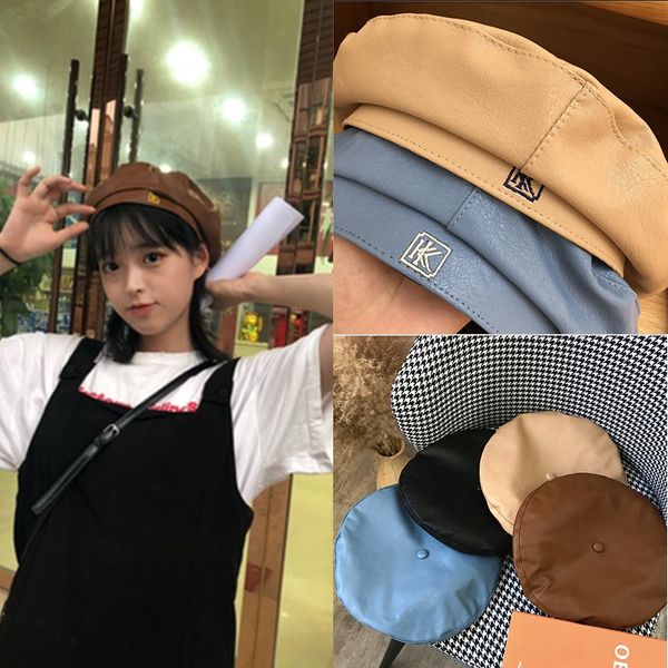 net red female pu leather british tide ins style beret leather letter hat beret hat, Blue;gray
net red female pu leather british tide ins style beret leather letter hat beret hat, Blue;gray