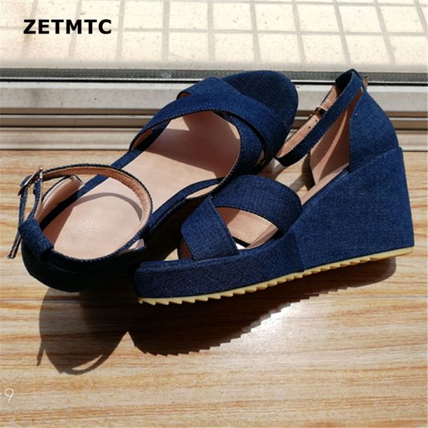 2020 new arrive women sandals fashion denim casual summer shoes simple buckle 10cm comfortable wedges shoes woman black blue 39
2020 new arrive women sandals fashion denim casual summer shoes simple buckle 10cm comfortable wedges shoes woman black blue 39