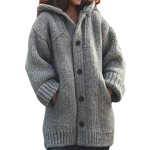 new winter women hooded knitted cardigan button outwear ladies solid color slim up long sleeve autumn fashion coats ropa mujer, Black
new winter women hooded knitted cardigan button outwear ladies solid color slim up long sleeve autumn fashion coats ropa mujer, Black