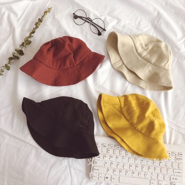 hipster solid color children's big edge fisherman bucket bucket hat summer versatile cute baby concave shape sunshade flower pot hat, Yellow 
hipster solid color children's big edge fisherman bucket bucket hat summer versatile cute baby concave shape sunshade flower pot hat, Yellow
