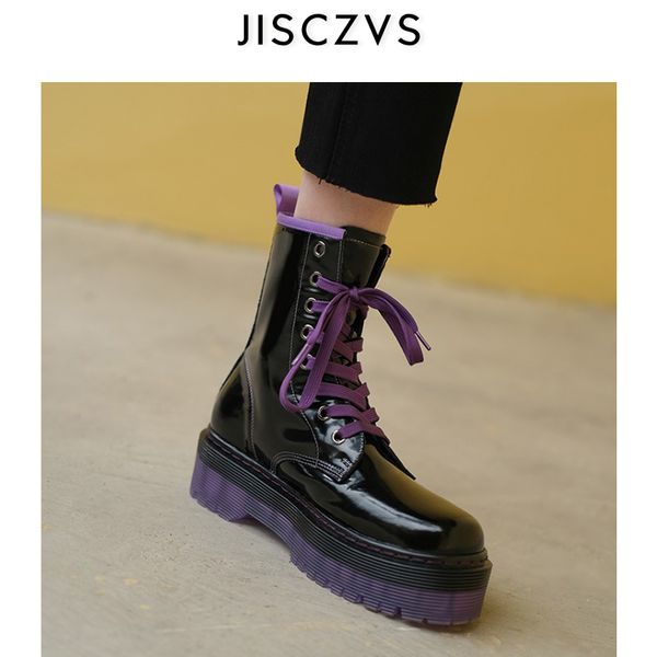 flat platform boots women genuine leather multicolor lace-up ankle boots for women 2020 chic casual shoes botas de mujer, Black
flat platform boots women genuine leather multicolor lace-up ankle boots for women 2020 chic casual shoes botas de mujer, Black