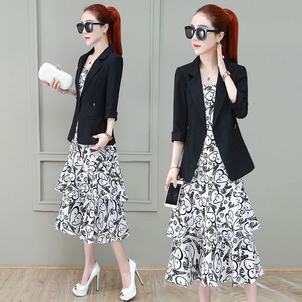 s682035 printed jumpsuit for women 2020 new suspender sling sling skirt slim lapel suit suspender skirt two-piece set, Gray
s682035 printed jumpsuit for women 2020 new suspender sling sling skirt slim lapel suit suspender skirt two-piece set, Gray