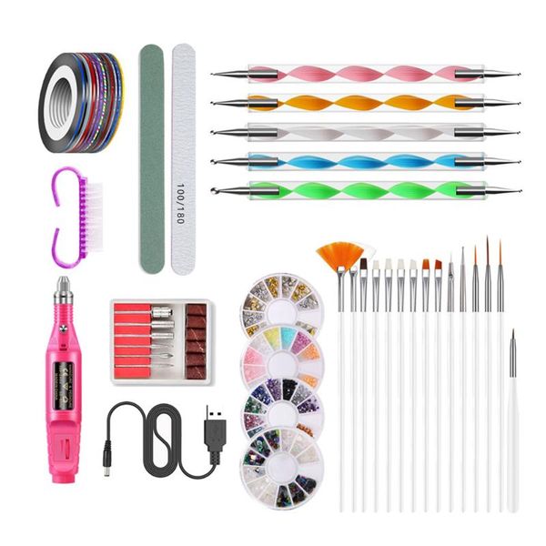 nail art tool kit electric nail drill machine brushes set dotting pens striping tape sticker decors file
nail art tool kit electric nail drill machine brushes set dotting pens striping tape sticker decors file