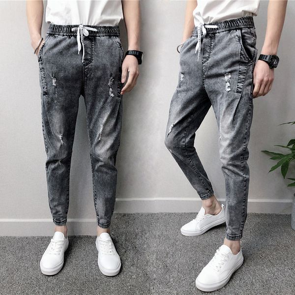 wholesale 2020 fashion denim hip hop elastic waist harem pants teenagers cowboys men's summer grey jeans small feet ripped holes, Blue
wholesale 2020 fashion denim hip hop elastic waist harem pants teenagers cowboys men's summer grey jeans small feet ripped holes, Blue