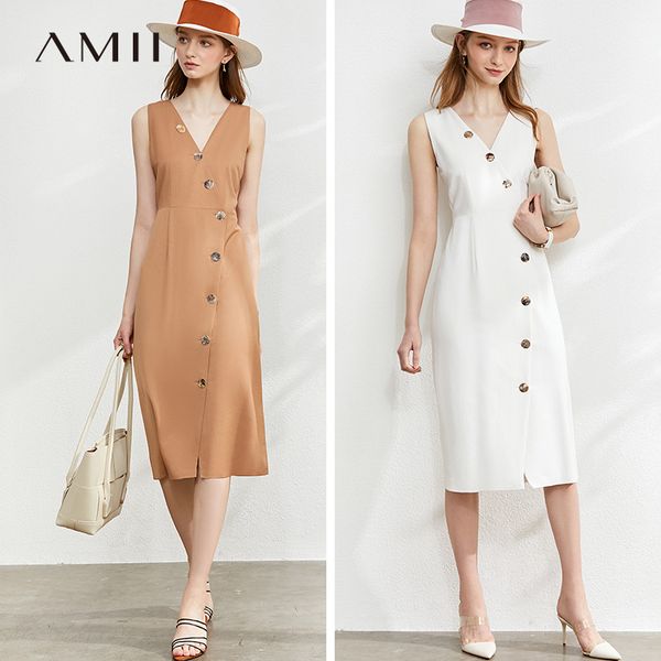 amii spring summer solid slim vneck sleeveless dress women causal botton knee-length dress 12040157, Black;gray
amii spring summer solid slim vneck sleeveless dress women causal botton knee-length dress 12040157, Black;gray