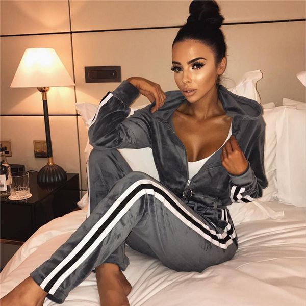 женская костюм весна и осень мода velvet lady zip с капюшоном куртки + упругие брюки sweatsh набор двухсекционного качества suithigh, Gray
женская костюм весна и осень мода velvet lady zip с капюшоном куртки + упругие брюки sweatsh набор двухсекционного качества suithigh, Gray