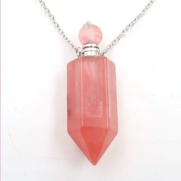 5 pcs stainless steel hexagon prism cherry quartz neclace essential oil bottle pendant rock crystal charm jewelry, Silver
5 pcs stainless steel hexagon prism cherry quartz neclace essential oil bottle pendant rock crystal charm jewelry, Silver
