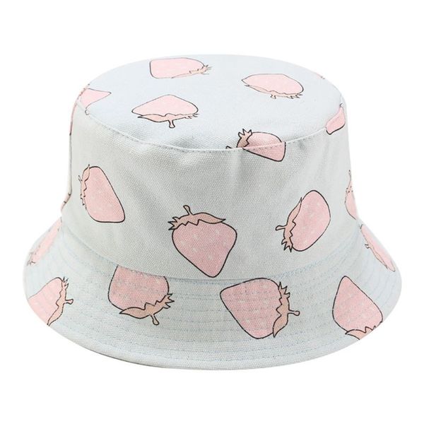 women summer strawberry print bucket hat reversible double sided fisherman cap 449f, Blue;gray
women summer strawberry print bucket hat reversible double sided fisherman cap 449f, Blue;gray