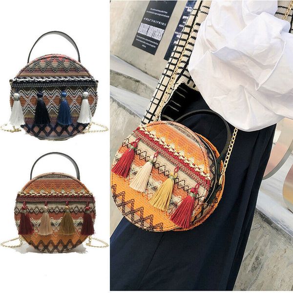 2020 vintage round tassel bags summer style women handbags bohemian rattan crossbody bags handmade zipper woven beach circular bags
2020 vintage round tassel bags summer style women handbags bohemian rattan crossbody bags handmade zipper woven beach circular bags