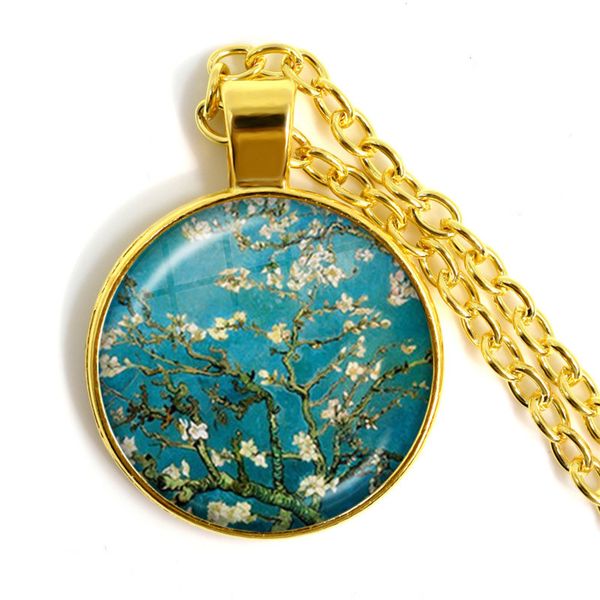 gogh almond branch flowering art necklace sunflowers art vintage goden-plated glass cabochon pendant jewelry for women girls, Silver
gogh almond branch flowering art necklace sunflowers art vintage goden-plated glass cabochon pendant jewelry for women girls, Silver