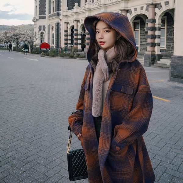 2020 new winter women fashion slim lattice wool jacket female hooded long sleeve ladies lace up coat girls outwear, Black
2020 new winter women fashion slim lattice wool jacket female hooded long sleeve ladies lace up coat girls outwear, Black