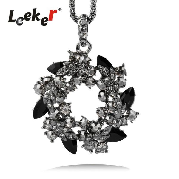 leeker gothic style luxury black acrylic flower garland big round pendant long necklace with gray cubic zirconia 344 lk7, Silver
leeker gothic style luxury black acrylic flower garland big round pendant long necklace with gray cubic zirconia 344 lk7, Silver