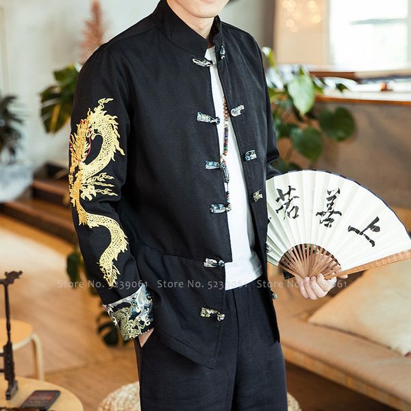 men chinese tang suit hanfu rotre dragon embroidery cardigan japanese kimono jackets uniform tai chi robes loose blouse, Red
men chinese tang suit hanfu rotre dragon embroidery cardigan japanese kimono jackets uniform tai chi robes loose blouse, Red