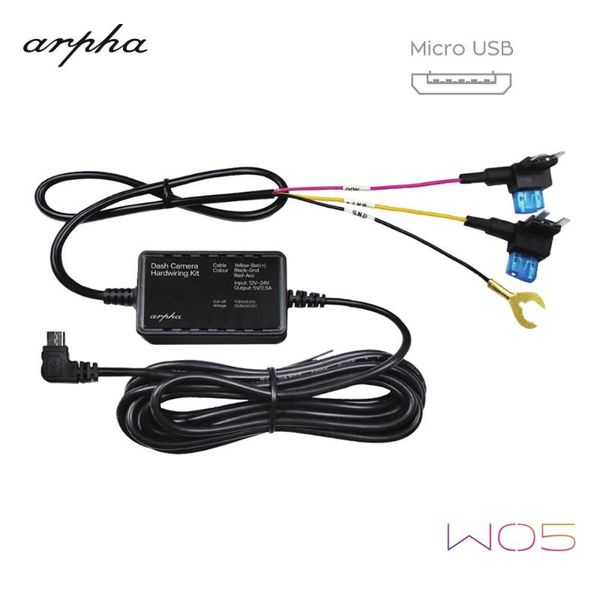 arpha w05 micro usb hardwire kit 12/24v to 5v dvr power adapter cable for arpha w01 w02 dash cam low voltage protection car
arpha w05 micro usb hardwire kit 12/24v to 5v dvr power adapter cable for arpha w01 w02 dash cam low voltage protection car