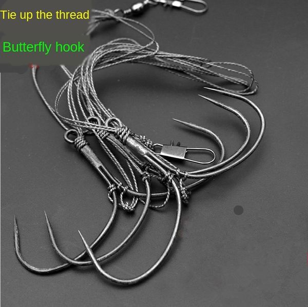 two sets of anchor with tied butterfly lines butterfly fish search fish anchor hooks a string of three hooks
two sets of anchor with tied butterfly lines butterfly fish search fish anchor hooks a string of three hooks