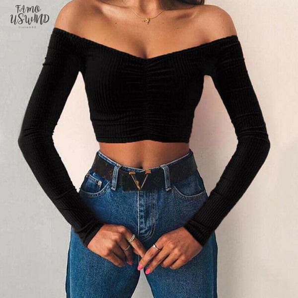 autumn solid v cut off shoulder long sleeve crop women 2020 knitted wrap basic skinny bodice short t shirt, White
autumn solid v cut off shoulder long sleeve crop women 2020 knitted wrap basic skinny bodice short t shirt, White