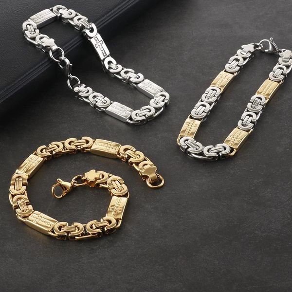 cool punk gold silver color stainless steel men bracelet byzantine link chain for women male jewelry accessories fashion retro link chain, Black
cool punk gold silver color stainless steel men bracelet byzantine link chain for women male jewelry accessories fashion retro link chain, Black