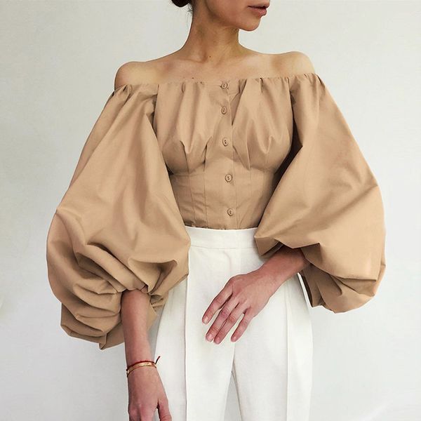 women's blouses & shirts women vintage off shoulder blouse lantern sleeve slash neck cotton shirt, White
women's blouses & shirts women vintage off shoulder blouse lantern sleeve slash neck cotton shirt, White