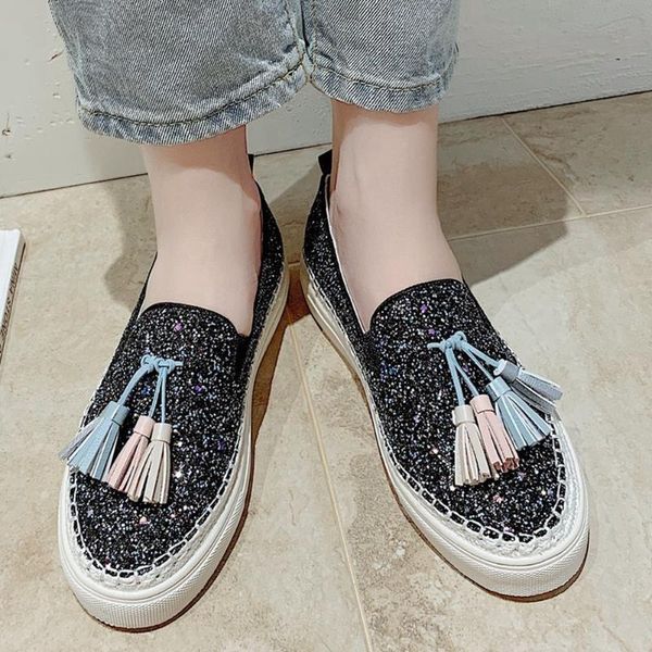 ribetrini ins slip-on glitters shoes women elegant autumn fringe loafers low heel casual flats, Black
ribetrini ins slip-on glitters shoes women elegant autumn fringe loafers low heel casual flats, Black