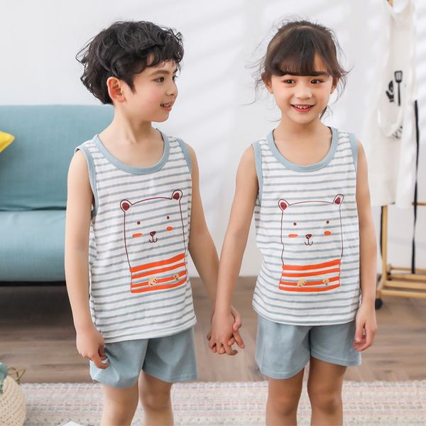 children's pajamas boys' thin sleeveless vest medium home clothes set and large children boys' summer baby's home clothe, Blue
children's pajamas boys' thin sleeveless vest medium home clothes set and large children boys' summer baby's home clothe, Blue