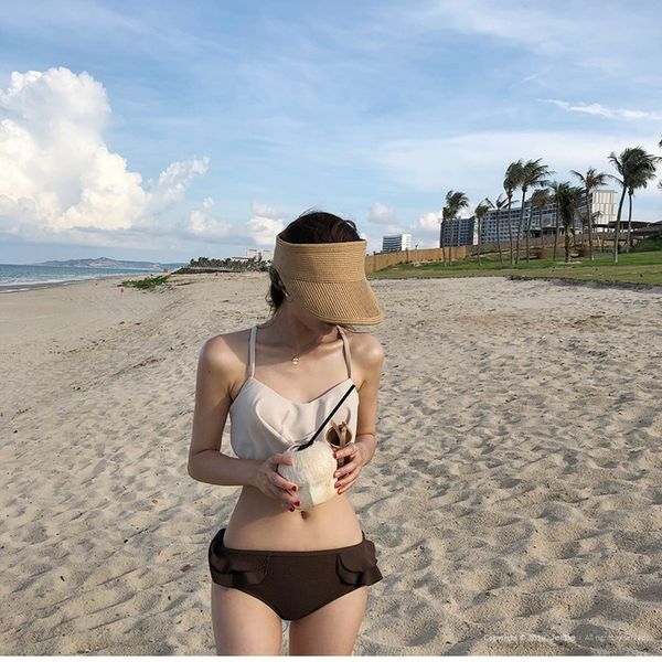 korean new empty women's straw sun hat uv-proof straw woven ins korean style dome sun hat, Blue;gray 
korean new empty women's straw sun hat uv-proof straw woven ins korean style dome sun hat, Blue;gray