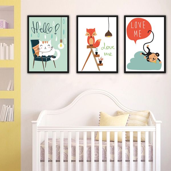 nordic style cute cartoon cat monkey on canvas painting wall decor art nursery poster and prints pictures for kids room no frame
nordic style cute cartoon cat monkey on canvas painting wall decor art nursery poster and prints pictures for kids room no frame