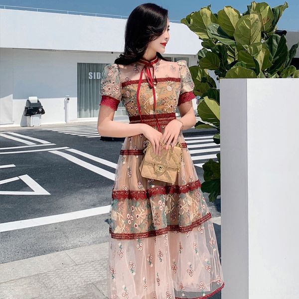 stand collar lace-up mesh embroidery stitching dress embroidered lace lace dress women's 2020 new, Black;gray
stand collar lace-up mesh embroidery stitching dress embroidered lace lace dress women's 2020 new, Black;gray