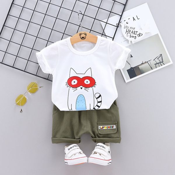 2020 лето и шорты новый ребенок и ребенок мультфильм случайного кошка печататься шея с коротким рукавом шорты двухсекционного модными